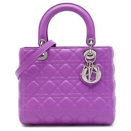 Dior Purple Medium Lambskin Cannage Lady Dior