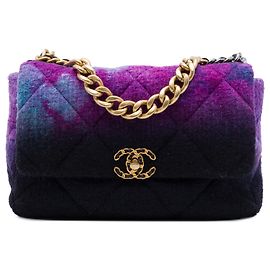 Chanel Purple Large Tweed Ombre 19 Flap
