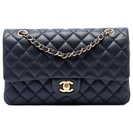 Chanel Blue Medium Classic Lambskin Double Flap
