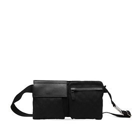 Borsa cintura Gucci in tela GG nera con doppia tasca
