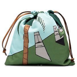 LOEWE Green Ken Price Canvas Easter Island Print Drawstring Pouch