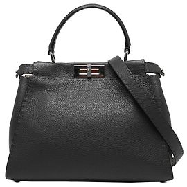 Borsa Fendi Selleria Peekaboo Iconic Media in pelle nera
