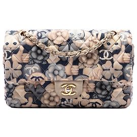 Chanel Blue Medium Classic Nylon Cat Emoticon Double Flap