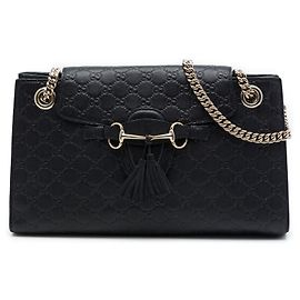 Borsa a tracolla Gucci Emily Large Guccissima Nera