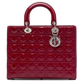 Dior Red Large Patent Cannage Lady Dior
