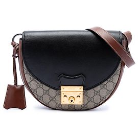 Gucci Beige GG Supreme Saddle Padlock Crossbody