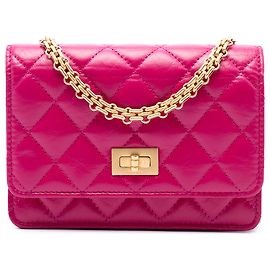 Chanel Mini Quilted Aged Calfskin Reissue 2.55 Wallet on Chain Rosa