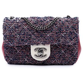 Chanel Blue CC Quilted Tweed Single Flap