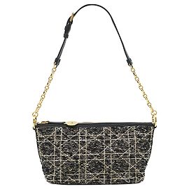 Borsa Hobo Diorstar in tweed nero Cannage Dior con catena