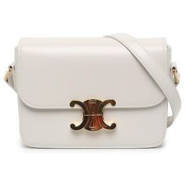 Céline Celine White Teen Shiny Calfskin Triomphe Crossbody