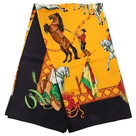 Pañuelo de seda Hermès Yellow Real Escuela Andaluza del Arte Ecuestre 90