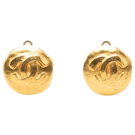 Orecchini a clip rotondi placcati oro Chanel Gold CC