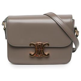 Céline Celine Brown Teen Shiny Calfskin Triomphe Crossbody