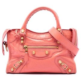Balenciaga Pink Mini Lambskin Motocross Giant 21 City Satchel