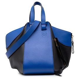 Borsa Satchel Hammock LOEWE Blue Medium in vitello grana naturale bicolore