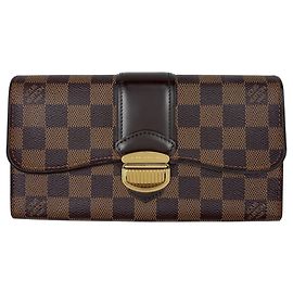 Louis Vuitton Portefeuille Sistena Bi-fold Long Wallet in Brown Damier Canvas