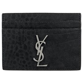 Autre Marque Saint Laurent Kartenetui aus schwarzem Wildleder