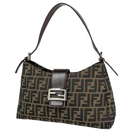 Borsa a tracolla in tela con motivo Zucca Fendi