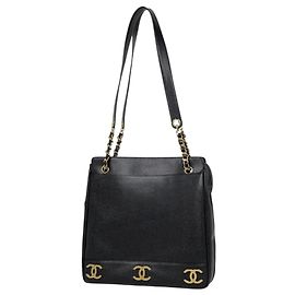 Borsa Tote Chanel in pelle di vitello grana nera
