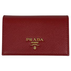 Portabiglietti Prada in pelle Saffiano rossa