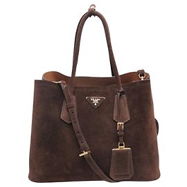 BOLSO DE MANO PRADA DOUBLE GM B2756T EN GAMUZA SCAMOSCIATO TOTE BAG DE HOMBRO