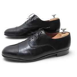 SCARPE VINTAGE JM WESTON 303 RICHELIEU PUNTA QUADRATA PELLE DI CAPRA NERA