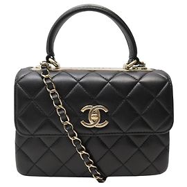 BOLSO DE MANO CHANEL TRENDY CC SMALL DE CUERO ACOLCHADO NEGRO HANDLE CROSSBODY BAG