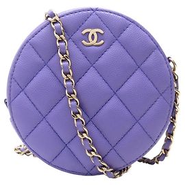 BORSA A MANO CHANEL POCHETTE ROTONDA IN PELLE CAVIAR MATELASSÉ VIOLA ROUND CLUTCH BAG
