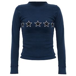 T-shirt a maniche lunghe stampata Balenciaga in cotone blu navy