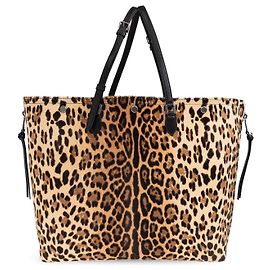 Sac Shopper Dolce & Gabbana Imprimé Léopard en Cuir Marron