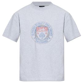 T-shirt Balenciaga stampata in cotone grigia
