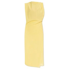 Vestido midi sem mangas amarelo de algodão Jacquemus