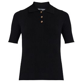 Dolce & Gabbana Geripptes Polo mit schimmernden Knöpfen
