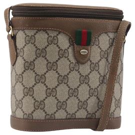GUCCI GG Supreme Web Sherry Line Shoulder Bag PVC Beige 904 02 070