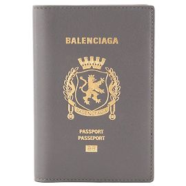 BALENCIAGA - Balenciaga Reisepasshülle aus grauem Glattleder