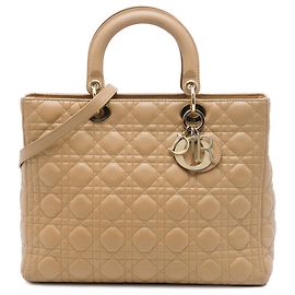 Borsa Lady Dior Large in pelle d'agnello Cannage Beige