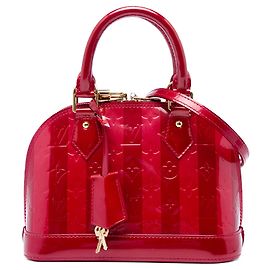 Borsa Satchel Alma BB Louis Vuitton Monogram Vernis Rayures Rossa