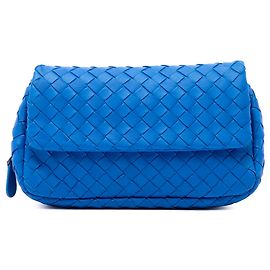 Borsa a tracolla mini in Nappa Intrecciato espandibile con patta e catena Bottega Veneta Blu