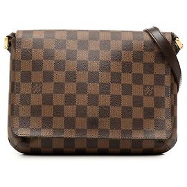 Louis Vuitton Damier Ebene Musette Tango Schultertasche braun mit kurzem Riemen