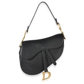 Borsa Saddle Media in pelle di vitello grana nera Christian Dior