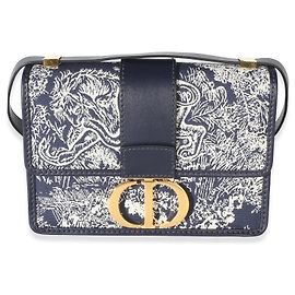Borsa a patta 30 Montaigne in tela jacquard invertita Blue Toile de Jouy Christian Dior