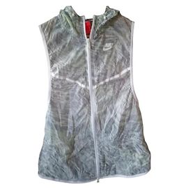 Nike Gilet con Cappuccio in Nylon Stampato - Verde e Grigio