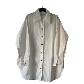 Chanel Camisa Blanca C Collection Botones Dorados CC