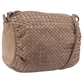 Bottega Veneta INTRECCIATO Shoulder Bag Leather Brown Gold Tone