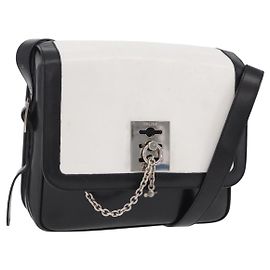 Céline CELINE Shoulder Bag Leather White Black Silver