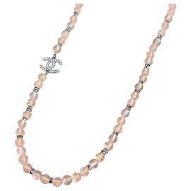 Collana Chanel in strass rosa e argento