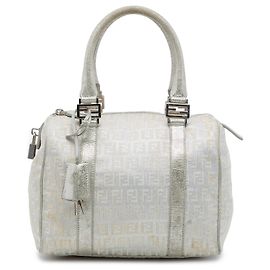 Borsa Boston Forever Bauletto Fendi in tela metallizzata Zucchino argento Small