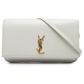 Autre Marque Portacellulare Cassandre Saint Laurent in pelle liscia bianca