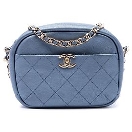 Borsa Camera Chanel Blue Small Quilted Metallic Goatskin Casual Trip