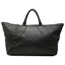 Mala de viagem Bottega Veneta em couro Cervo preto com acabamento Intrecciato e fecho superior
